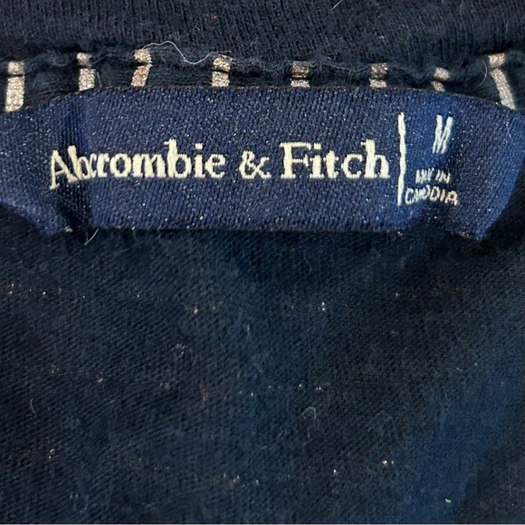 Abercrombie & Fitch Navy Gold Striped Tee Shirt Top M - Picture 3 of 7